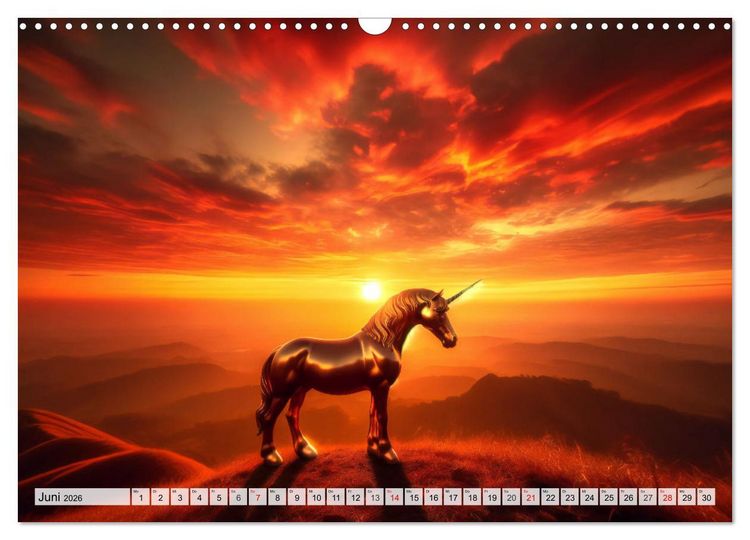 Produktbild: Mystische Einh&ouml;rner - Jahreszeiten im Einhornland (Wandkalender 2026 DIN A3 quer), CALVENDO Monatskalender