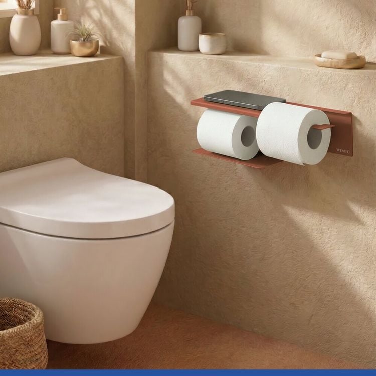 Produktbild: Turbo-Loc&reg; Toilettenpapierhalter mit Ablage Mod. Lizan Braun, Befestigen ohne Bohren