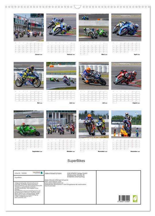 Produktbild: SuperBikes (Wandkalender 2026 DIN A2 hoch), CALVENDO Monatskalender