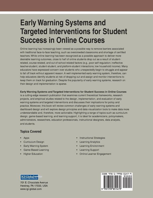 Produktbild: Early Warning Systems and Targeted Interventions for Student Success in Online Courses