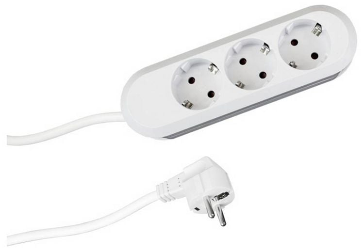 Produktbild: Steckdosenleiste 3-fach wei&szlig; Kunststoff 3 m Kabel