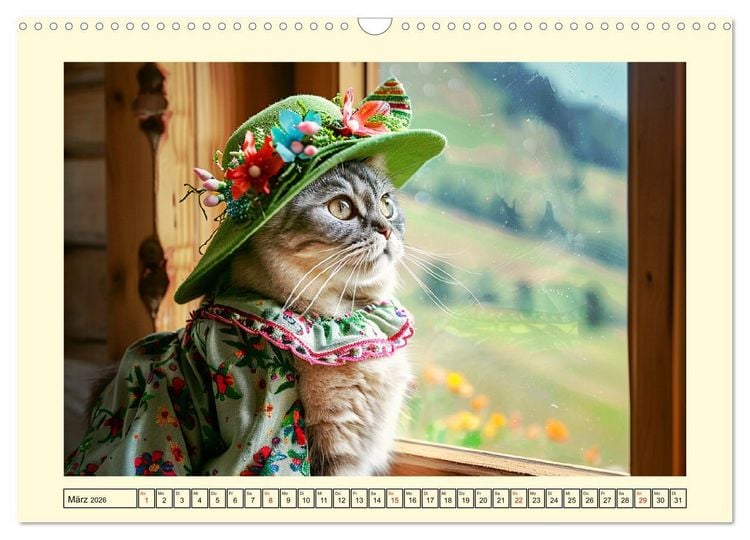 Produktbild: Katzen-Divas beim alpinen Fotoshoot. Extravagante Katzenmode (Wandkalender 2026 DIN A3 quer), CALVENDO Monatskalender