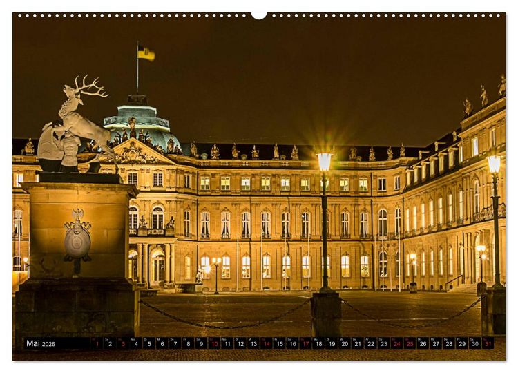 Produktbild: Stuttgart - Blue City Lights (Wandkalender 2026 DIN A2 quer), CALVENDO Monatskalender