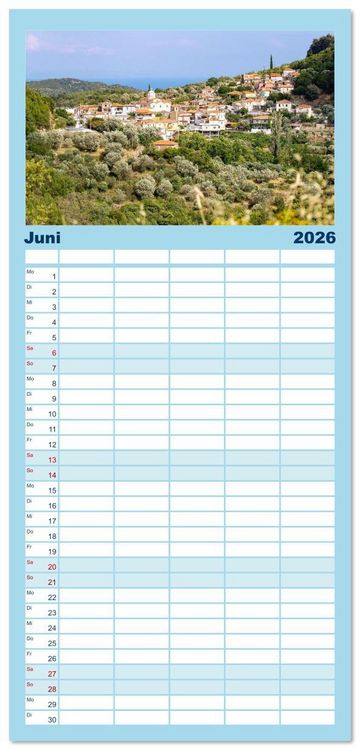 Produktbild: Familienplaner 2026 - Samos. Griechische Inselsch&ouml;nheit mit 5 Spalten (Wandkalender, 21 x 45 cm) CALVENDO