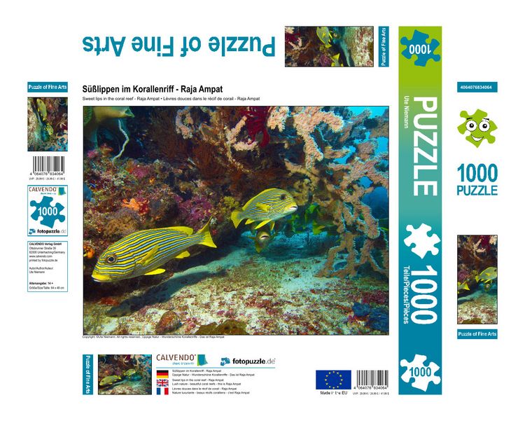 Produktbild: CALVENDO Puzzle S&uuml;&szlig;lippen im Korallenriff Raja Ampat | 1000 Teile Lege-Gr&ouml;&szlig;e 64x48cm Foto-Puzzle f&uuml;r gl&uuml;ckliche Stunden
