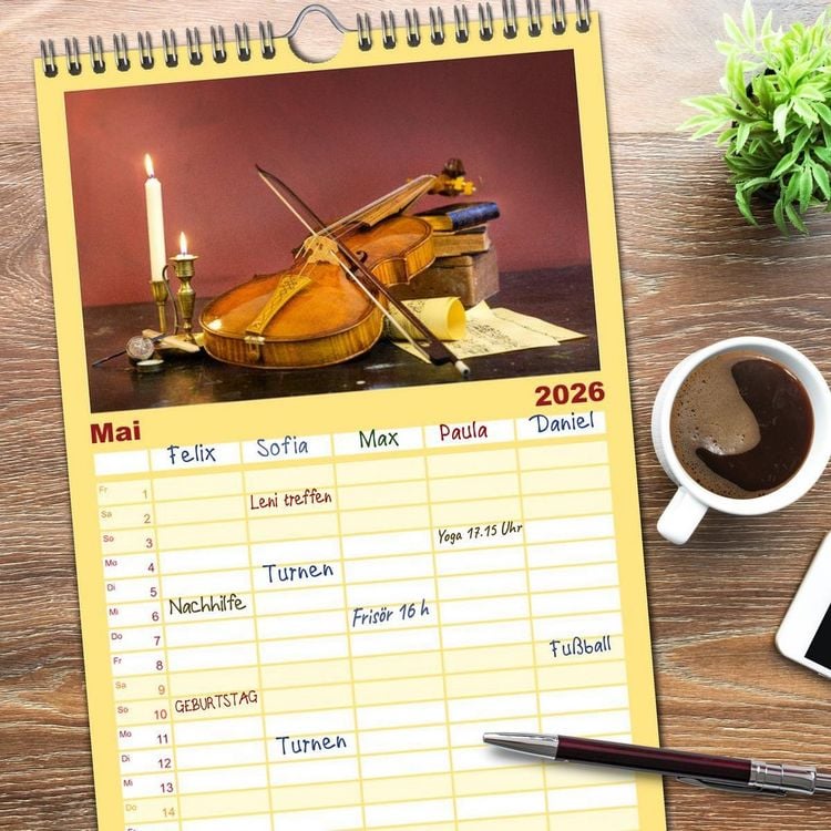 Produktbild: Familienplaner 2026 - Centralto Viola und Violino mit 5 Spalten (Wandkalender, 21 x 45 cm) CALVENDO