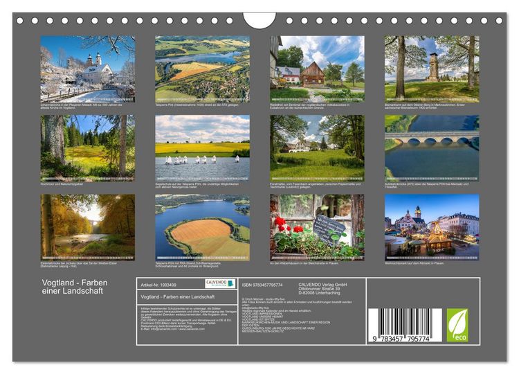 Produktbild: Vogtland - Farben einer Landschaft (Wandkalender 2026 DIN A4 quer), CALVENDO Monatskalender