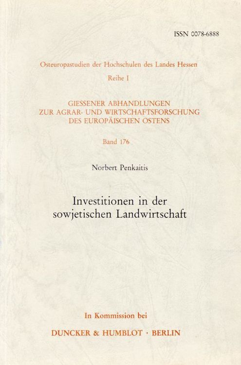 Produktbild: Investitionen in der sowjetischen Landwirtschaft.