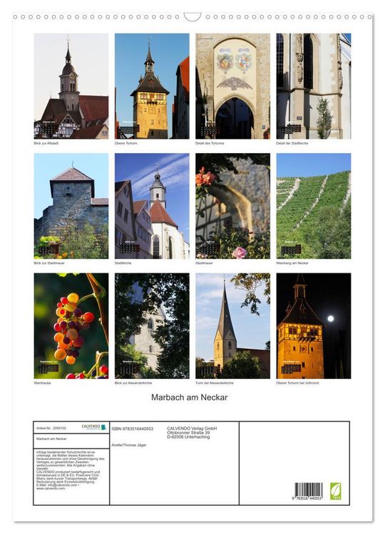 Produktbild: Marbach am Neckar (Wandkalender 2026 DIN A2 hoch), CALVENDO Monatskalender
