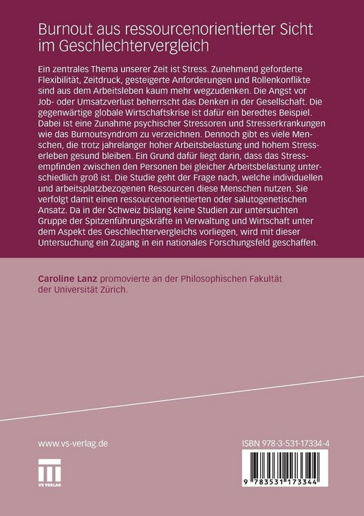 Produktbild: Burnout aus ressourcenorientierter Sicht im Geschlechtervergleich