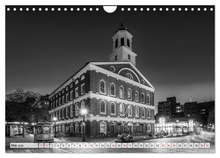 Produktbild: BOSTON Monochrome Stadtansichten (Wandkalender 2026 DIN A4 quer), CALVENDO Monatskalender