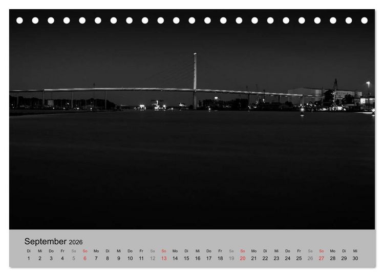 Produktbild: Hansestadt Stralsund bei Nacht (mit GPS-Koordinaten) (Tischkalender 2026 DIN A5 quer), CALVENDO Monatskalender
