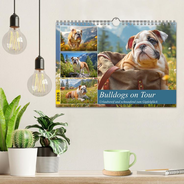 Produktbild: Bulldogs on Tour. Urlaubsreif und schnaufend zum Gipfelgl&uuml;ck (Wandkalender 2026 DIN A4 quer), CALVENDO Monatskalender