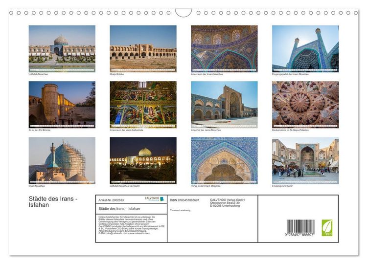 Produktbild: St&auml;dte des Irans - Isfahan (Wandkalender 2026 DIN A3 quer), CALVENDO Monatskalender