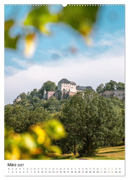 Produktbild: Sachsens Burgen und Schl&ouml;sser mit Ortsangaben (Wandkalender 2027 DIN A2 hoch), CALVENDO Monatskalender