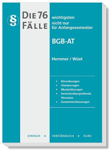Produktbild: Die 76 wichtigsten F&auml;lle BGB AT