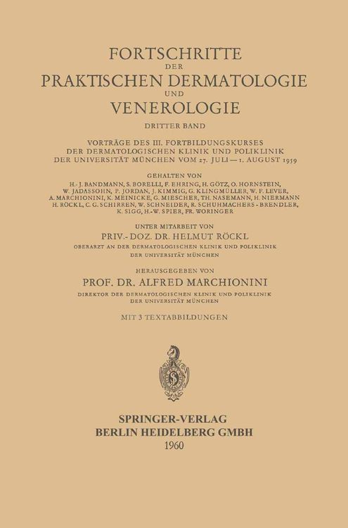 Produktbild: Vortr&auml;ge des III. Fortbildungskurses der Dermatologischen Klinik und Poliklinik der Universit&auml;t M&uuml;nchen vom 27. Juli &ndash; 1. August 1959
