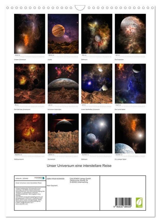 Produktbild: Unser Universum eine interstellare Reise (Wandkalender 2026 DIN A3 hoch), CALVENDO Monatskalender