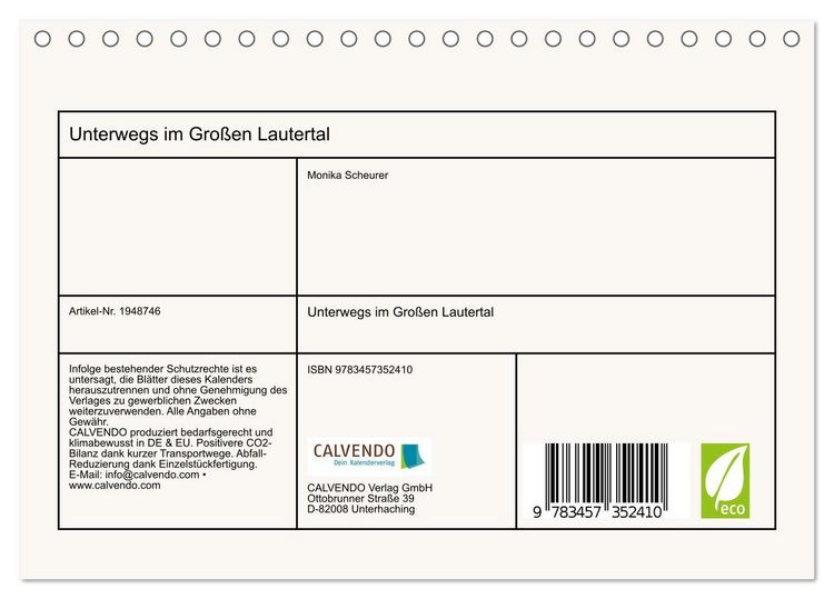 Produktbild: Unterwegs im Gro&szlig;en Lautertal (Tischkalender 2026 DIN A5 quer), CALVENDO Monatskalender