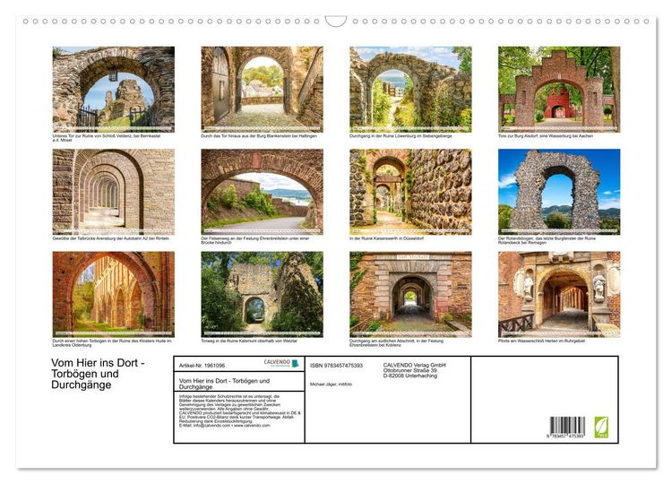 Produktbild: Vom Hier ins Dort - Torb&ouml;gen und Durchg&auml;nge (Wandkalender 2026 DIN A2 quer), CALVENDO Monatskalender