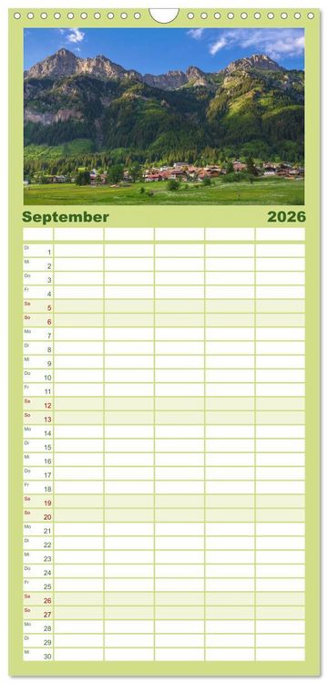 Produktbild: Familienplaner 2026 - Bergwelten mit 5 Spalten (Wandkalender, 21 x 45 cm) CALVENDO