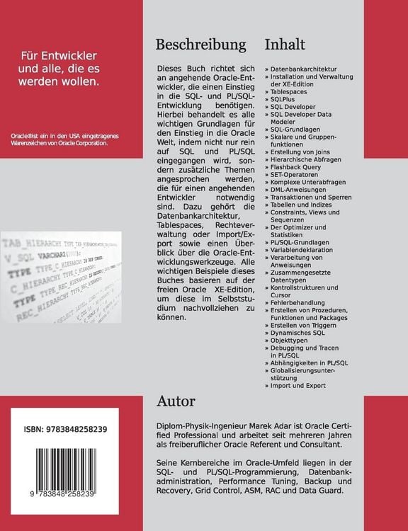 Produktbild: Ein strukturierter Einstieg in die Oracle SQL und PL/SQL-Entwicklung