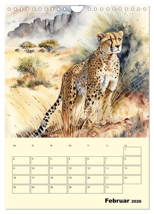 Produktbild: Sch&ouml;ne Aquarelle. Darstellungen von Afrikas Wildtieren (Wandkalender 2026 DIN A4 hoch), CALVENDO Monatskalender
