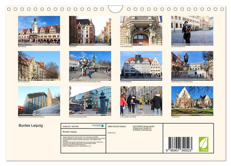 Produktbild: Buntes Leipzig (Wandkalender 2026 DIN A4 quer), CALVENDO Monatskalender