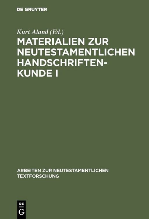 Produktbild: Materialien zur neutestamentlichen Handschriftenkunde I