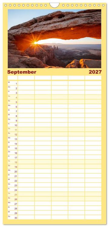 Produktbild: Familienplaner 2027 - USA S&uuml;dwesten - Atemberaubende Aussichten mit 5 Spalten (Wandkalender, 21 x 45 cm) CALVENDO