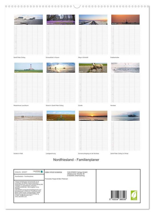 Produktbild: Nordfriesland - Familienplaner (hochwertiger Premium Wandkalender 2026 DIN A2 hoch), Kunstdruck in Hochglanz