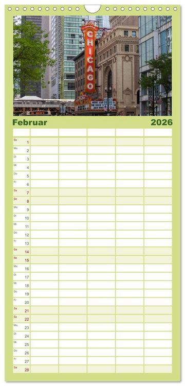 Produktbild: Familienplaner 2026 - CHICAGO Stadtzentrum mit 5 Spalten (Wandkalender, 21 x 45 cm) CALVENDO