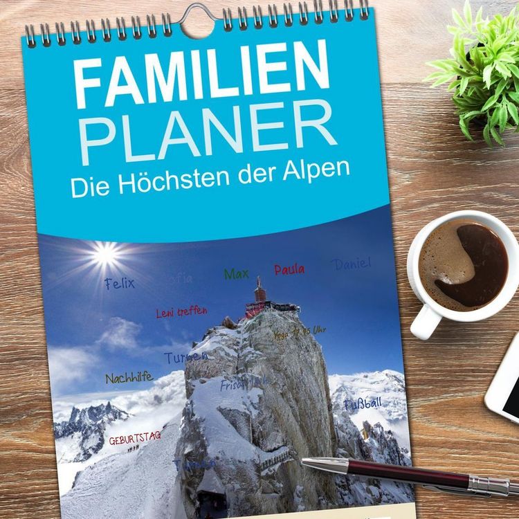 Produktbild: Familienplaner 2026 - Die H&ouml;chsten der Alpen mit 5 Spalten (Wandkalender, 21 x 45 cm) CALVENDO