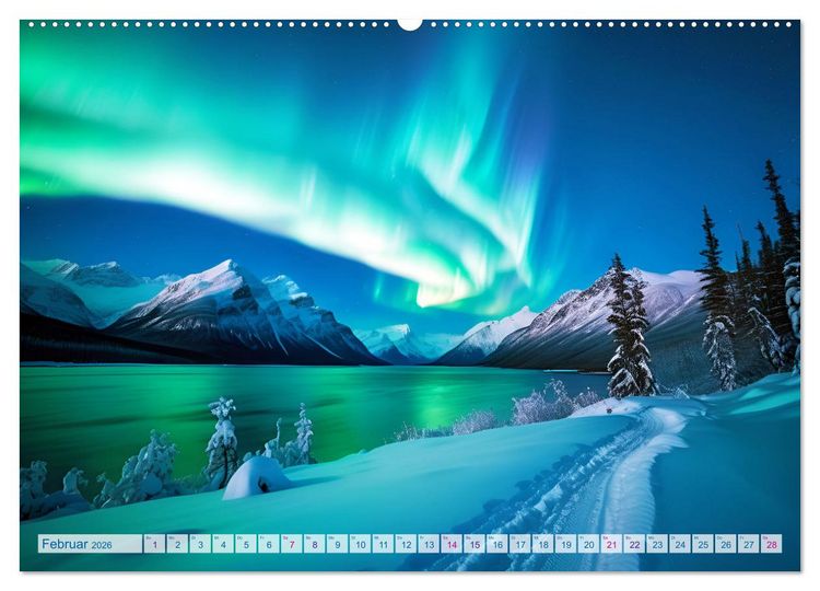 Produktbild: Traumhafte Polarlichter . Licht, Schnee und Eis hoch im Norden (hochwertiger Premium Wandkalender 2026 DIN A2 quer), Kunstdruck in Hochglanz