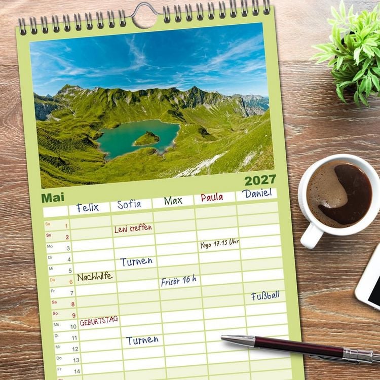 Produktbild: Familienplaner 2027 - Allg&auml;uer Alpen 2027 mit 5 Spalten (Wandkalender, 21 x 45 cm) CALVENDO