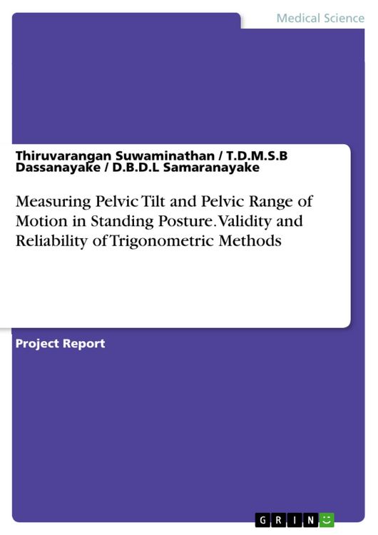 Produktbild: Measuring Pelvic Tilt and Pelvic Range of Motion in Standing Posture. Validity and Reliability of Trigonometric Methods