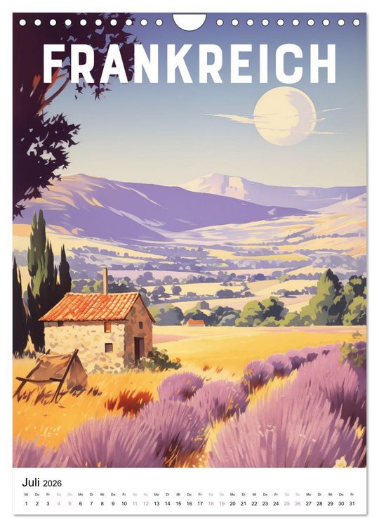 Produktbild: Reise in die 50er Jahre. Vintage Travel Poster. (Wandkalender 2026 DIN A4 hoch), CALVENDO Monatskalender