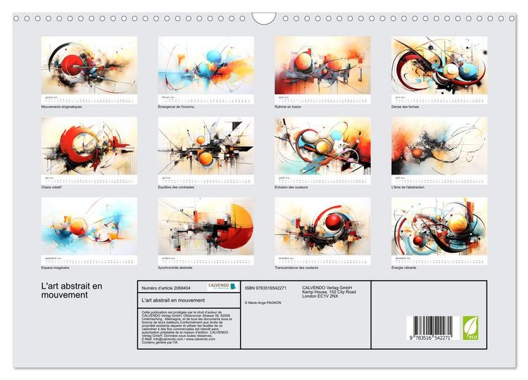 Produktbild: L'art abstrait en mouvement (Calendrier mural 2026 DIN A3 vertical), CALVENDO calendrier mensuel