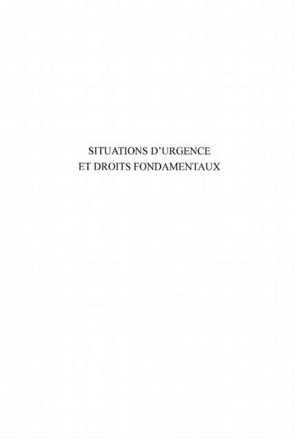 Produktbild: Situations d'urgence et droitsfondament