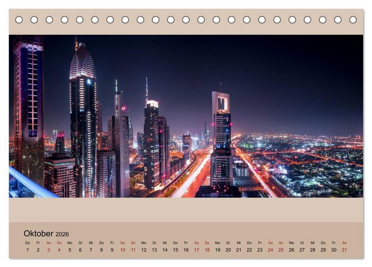 Produktbild: Impressions of Dubai 2026 (Tischkalender 2026 DIN A5 quer), CALVENDO Monatskalender