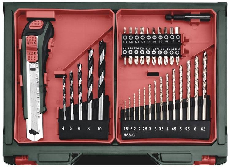 Produktbild: Metabo PowerMaxx BS Basic Set 600080710 Akku-Bohrschrauber 12 V 2 Ah Li-Ion inkl. 2. Akku, inkl. Ladeger&auml;t, b&uuml;rstenlos, inkl. Koffer, mit Zubeh&ouml;r