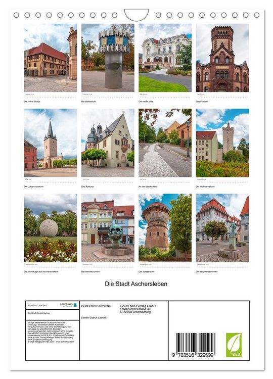 Produktbild: Die Stadt Aschersleben (Wandkalender 2026 DIN A4 hoch), CALVENDO Monatskalender