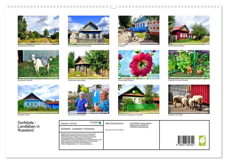 Produktbild: Dorfidylle - Landleben in Russland (hochwertiger Premium Wandkalender 2026 DIN A2 quer), Kunstdruck in Hochglanz