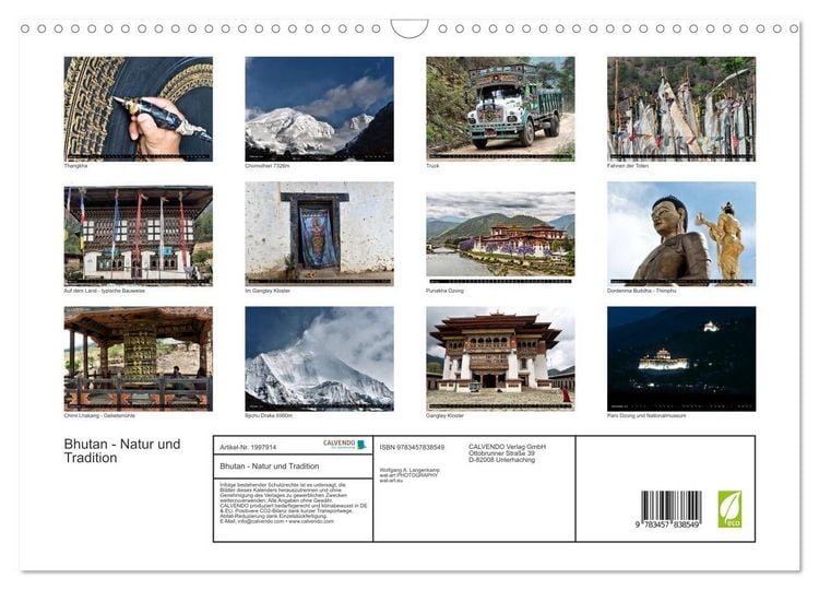 Produktbild: Bhutan - Natur und Tradition (Wandkalender 2026 DIN A3 quer), CALVENDO Monatskalender