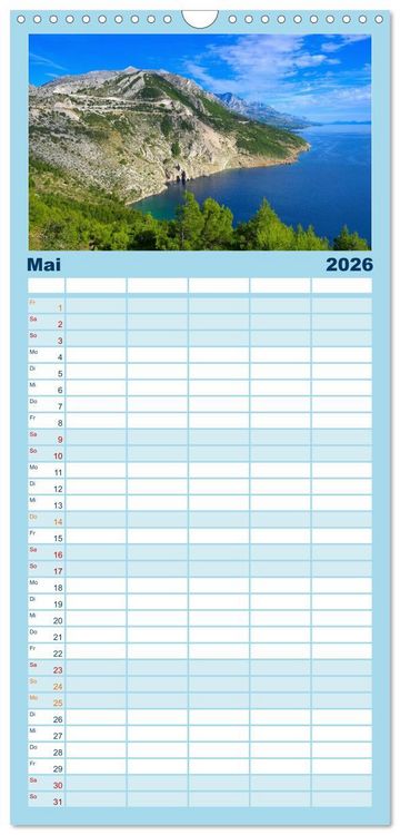 Produktbild: Familienplaner 2026 - Makarska Riviera - Malerische Urlaubsorte in Dalmatien mit 5 Spalten (Wandkalender, 21 x 45 cm) CALVENDO