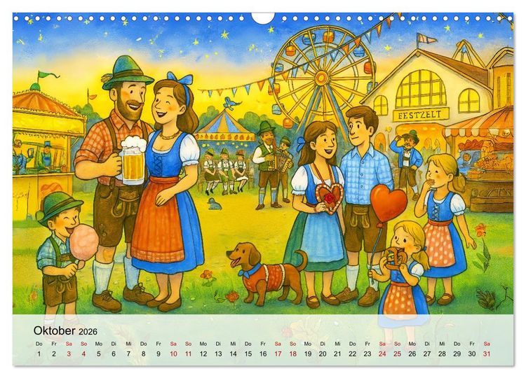 Produktbild: Bayrische Wimmelbilder - Wo Heimat lebendig wird (Wandkalender 2026 DIN A3 quer), CALVENDO Monatskalender
