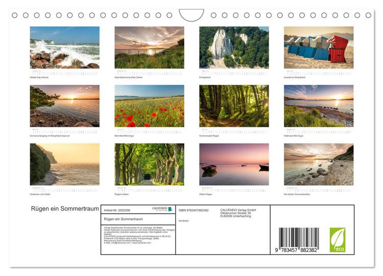 Produktbild: R&uuml;gen ein Sommertraum (Wandkalender 2026 DIN A4 quer), CALVENDO Monatskalender