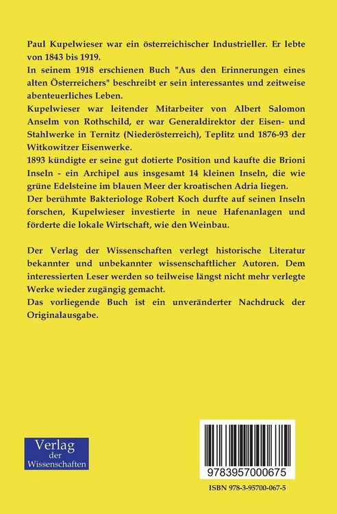 Produktbild: Aus den Erinnerungen eines alten &Ouml;sterreichers