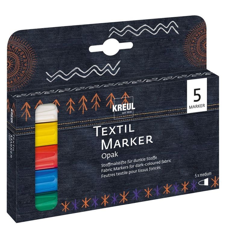 Produktbild: KREUL Textil Marker Opak medium 5er Set