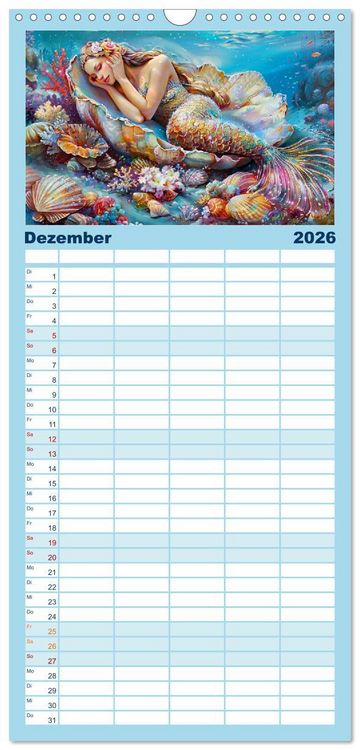 Produktbild: Familienplaner 2026 - Meerjungfrauen. Zauberhafte Nixen-Paintings mit 5 Spalten (Wandkalender, 21 x 45 cm) CALVENDO
